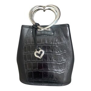 Brighton Black Leather Heart Handle Handbag